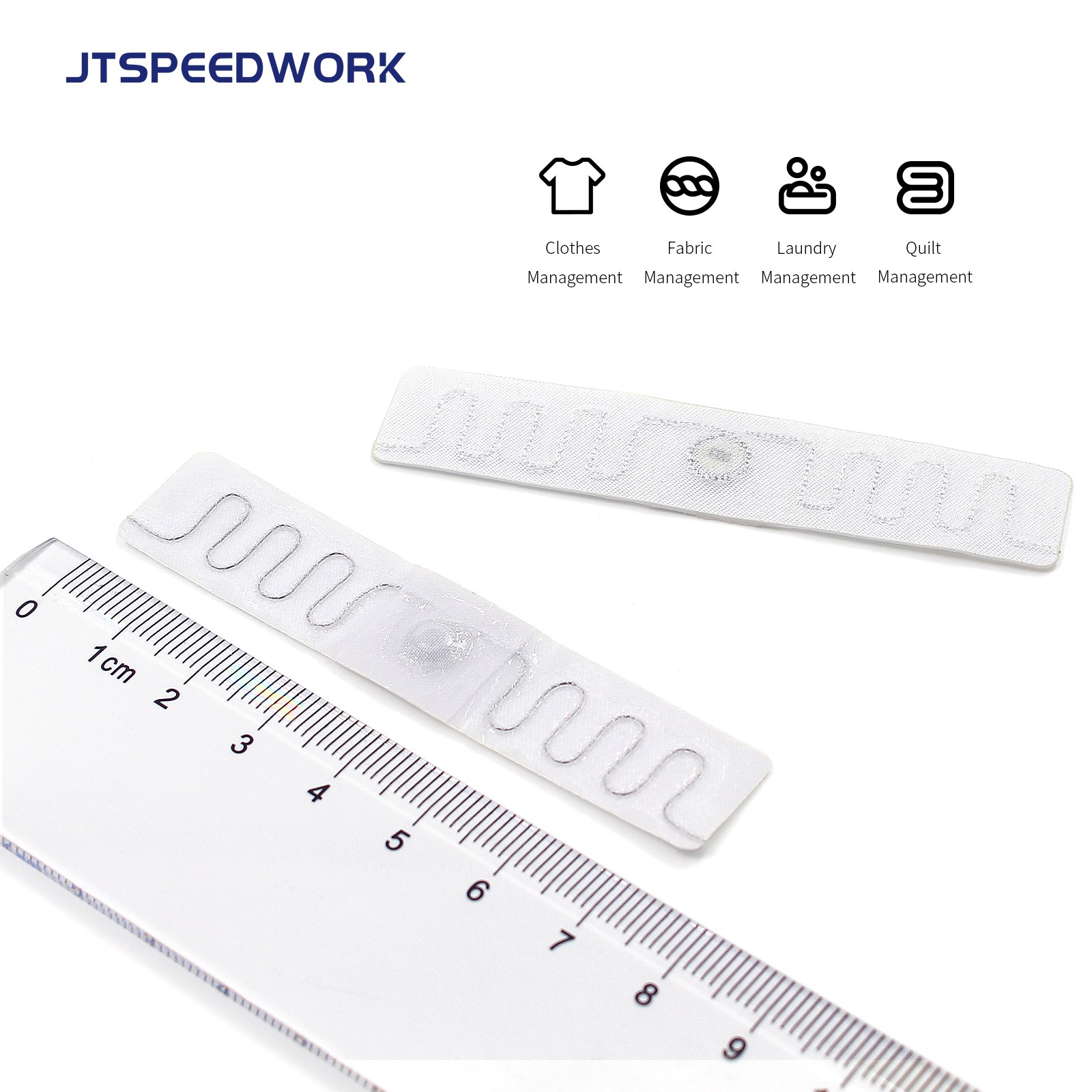 Thẻ RFID vải JT-F7515 902-928Mhz UHF có thể giặt được, kích thước 75x15MM