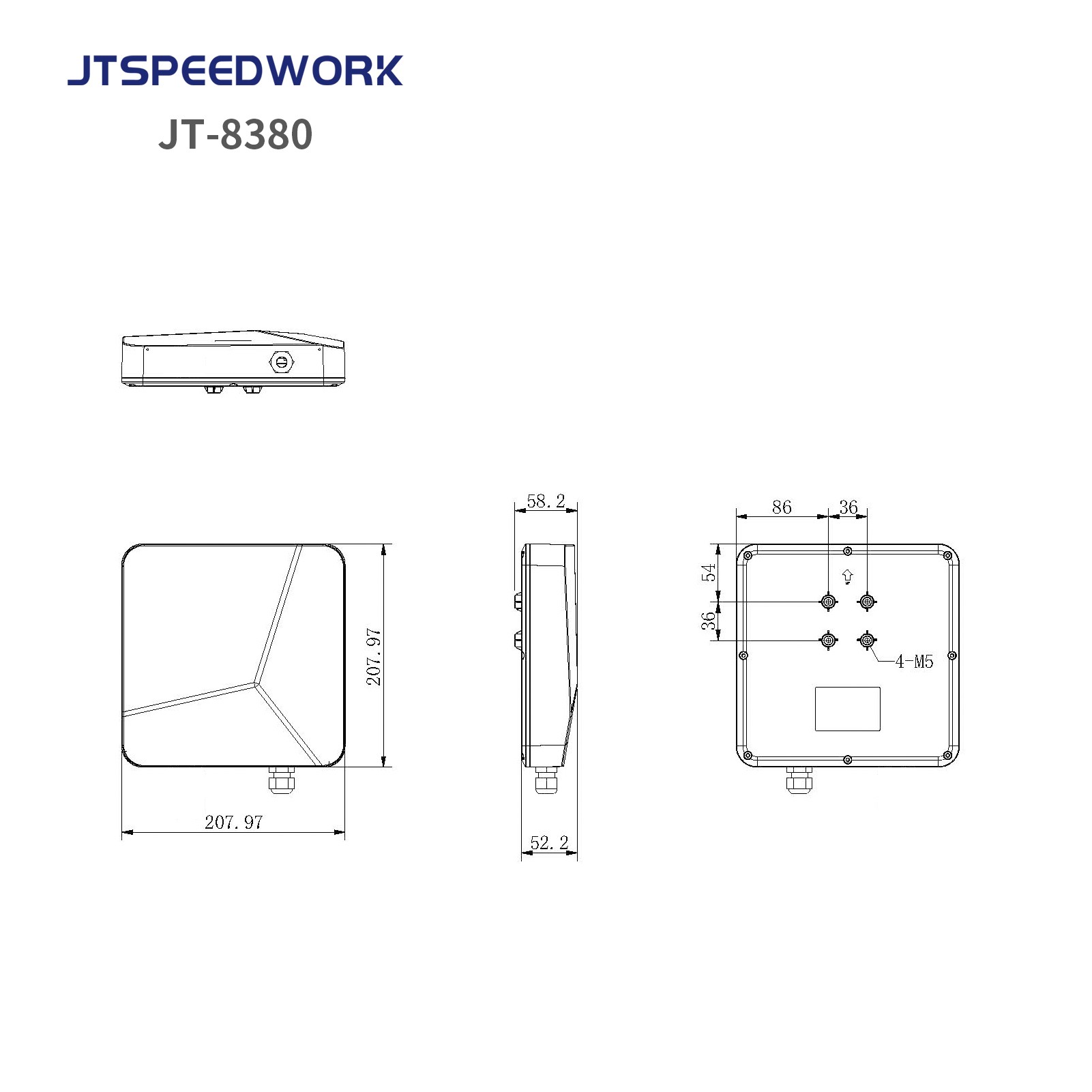 Đầu đọc RFID UHF tầm trung JT-8380 0-6m 902-928MHz tích hợp
