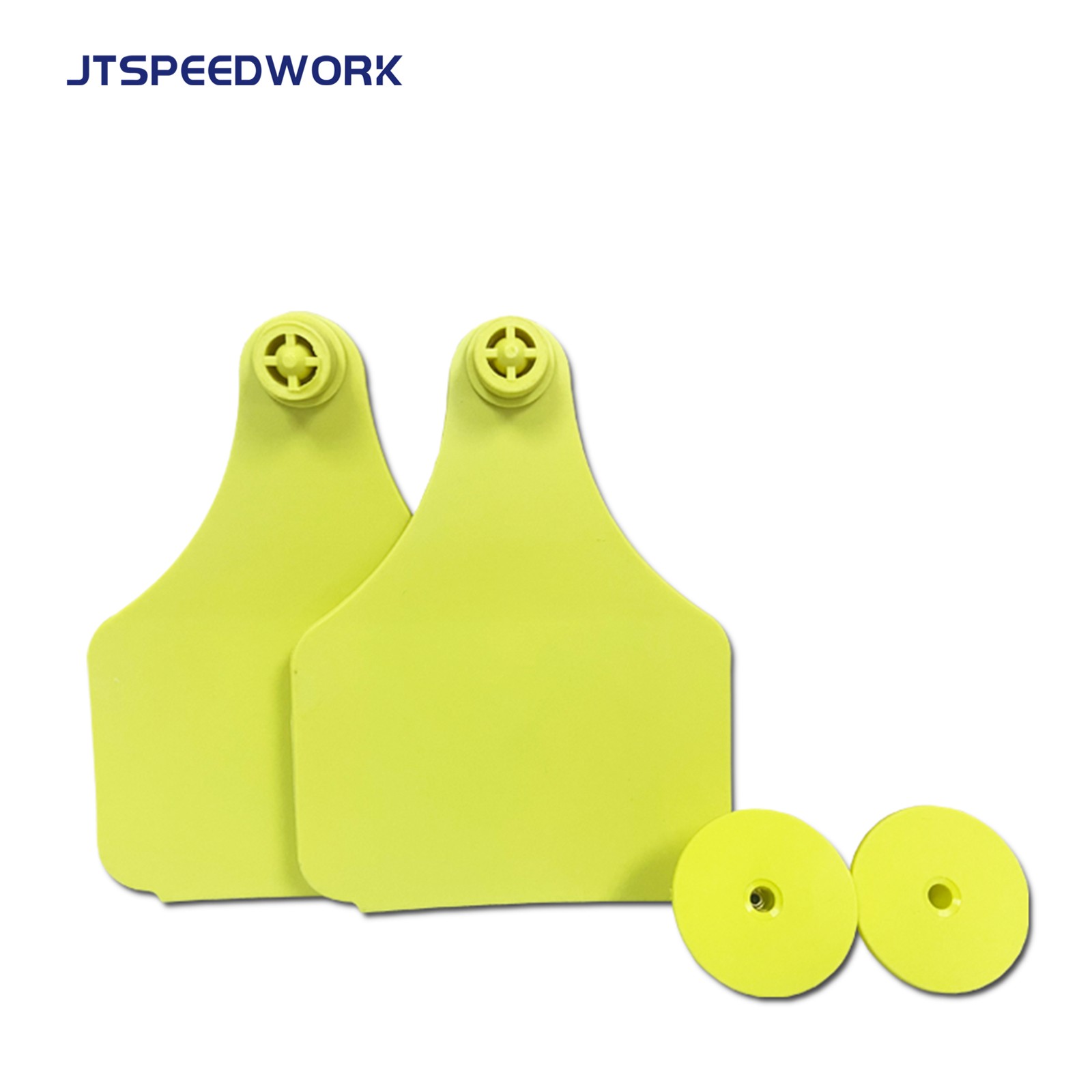 Thẻ đeo tai RFID UHF JT-E10080 kích thước 100*75mm dùng cho chăn nuôi gia súc.