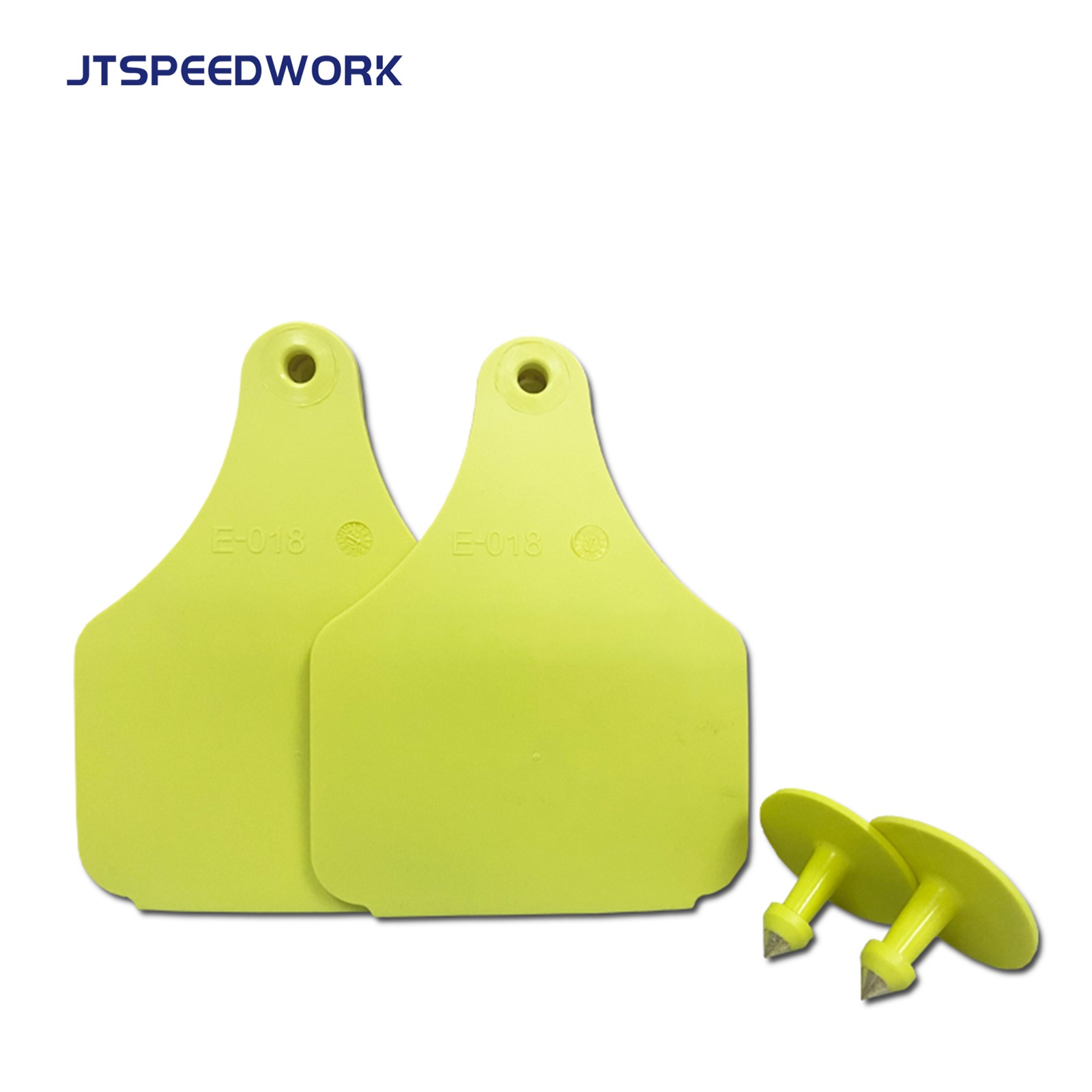 Thẻ đeo tai RFID UHF JT-E10080 kích thước 100*75mm dùng cho chăn nuôi gia súc.