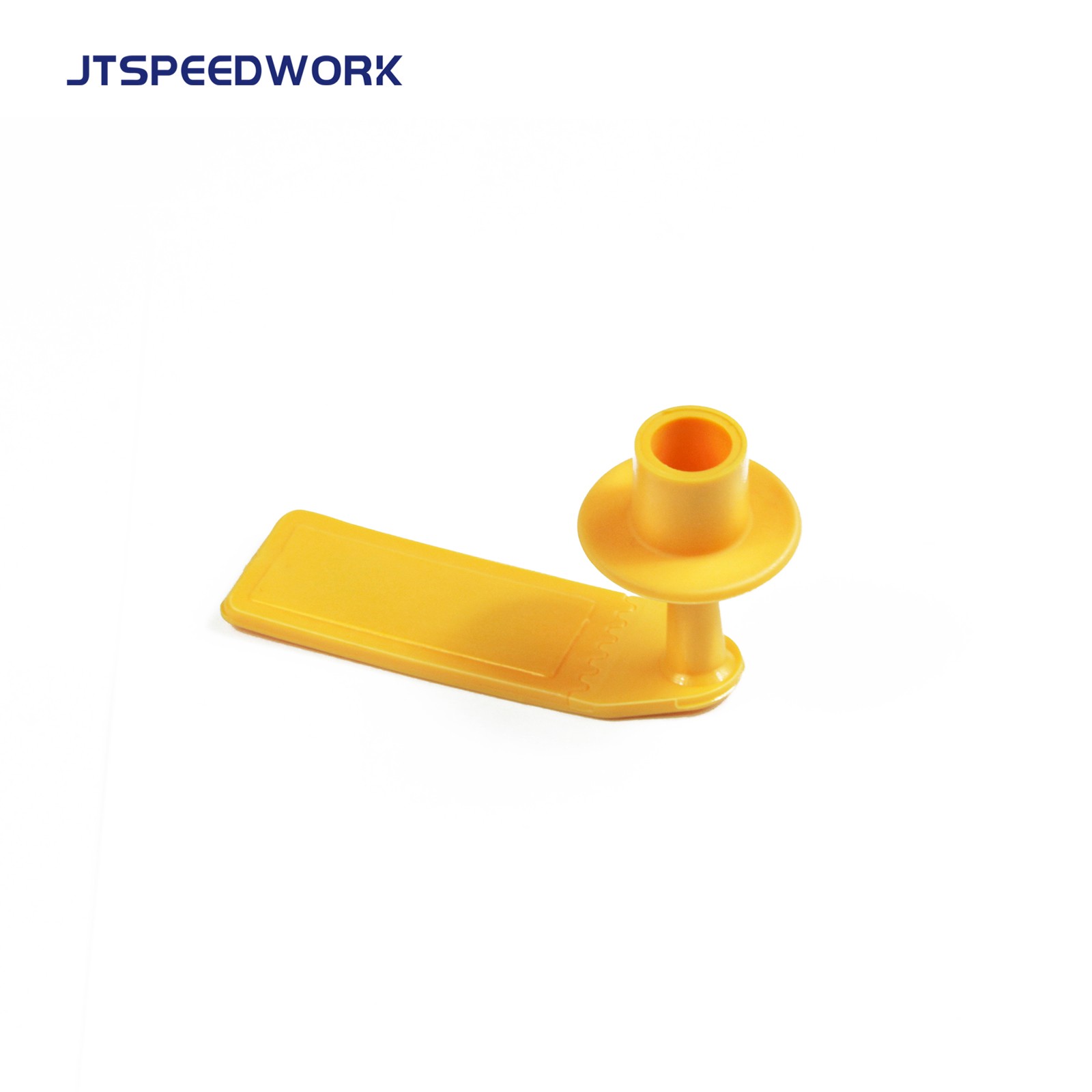 Thẻ đeo tai RFID UHF JT-E013 kích thước 52.2*18.6mm dành cho động vật (cừu, dê) dùng trong quản lý gia súc.