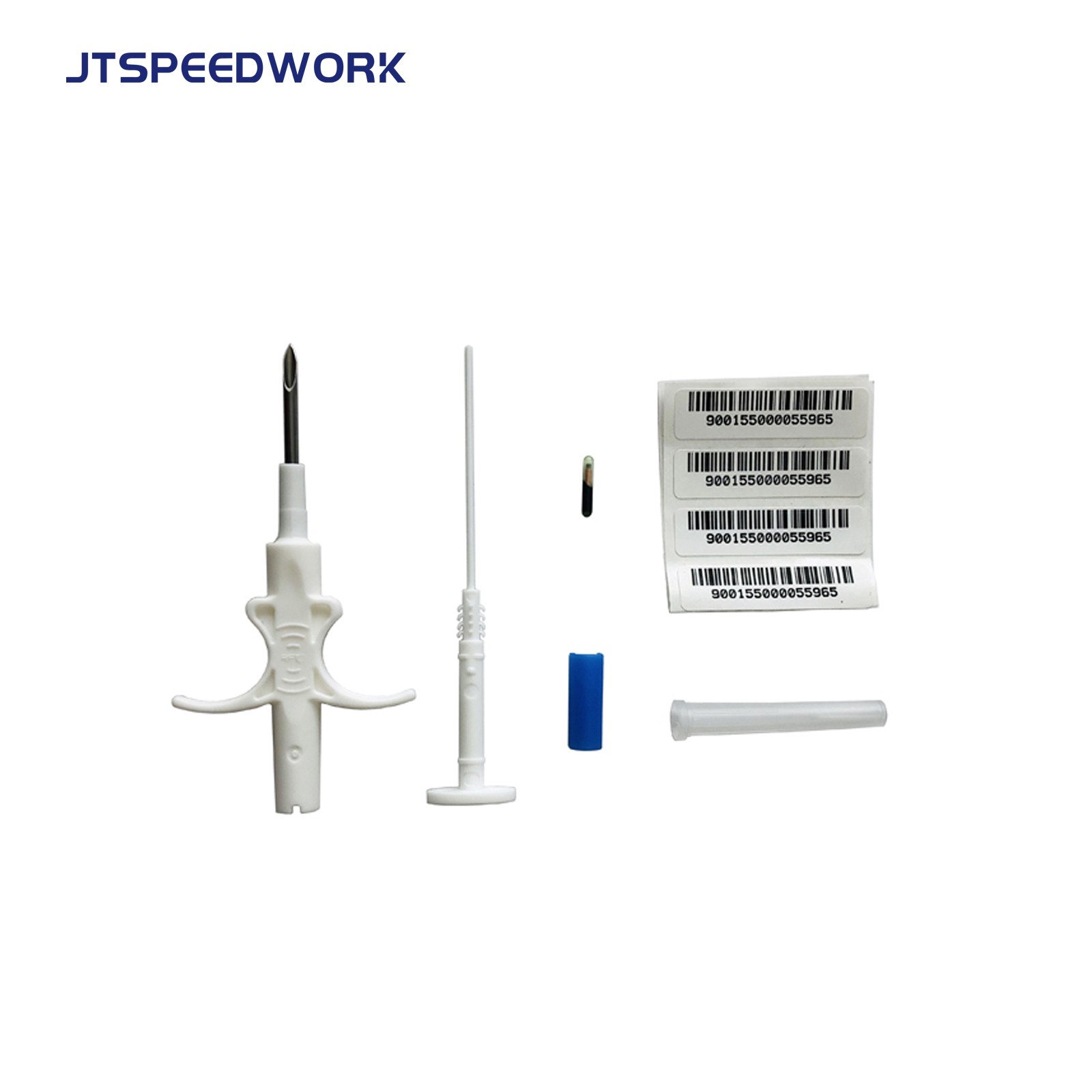 Thẻ RFID JT-A002 dùng để nhận dạng thú cưng, chip vi mạch theo dõi động vật, có thể tiêm vào cơ thể, tần số 134.2kHz, được cấy ghép bằng kim dùng một lần.